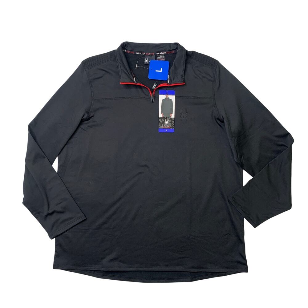 Spyder Active Shirt Mens L Large Black ProWeb 1/4 Zip Performance Quick Drying
